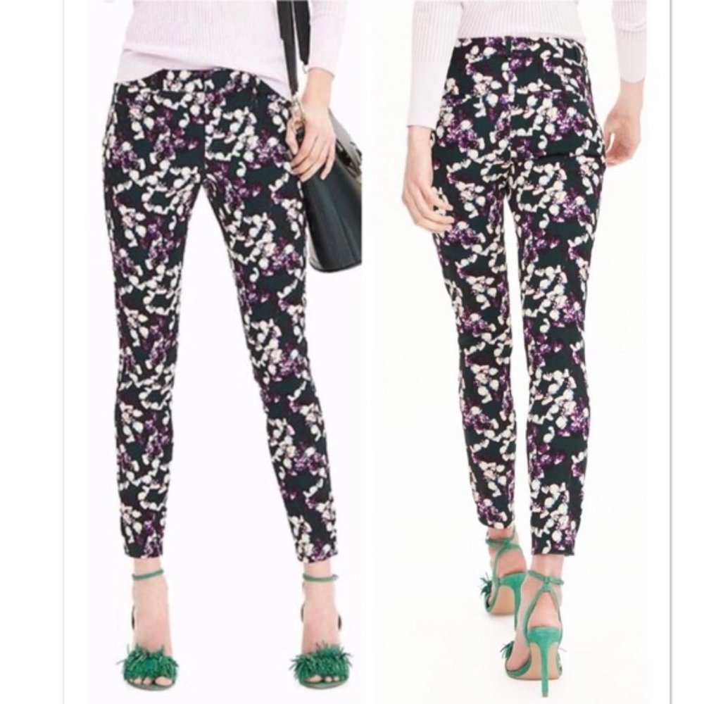 Banana Republic Sloan Purple Floral Print Pants